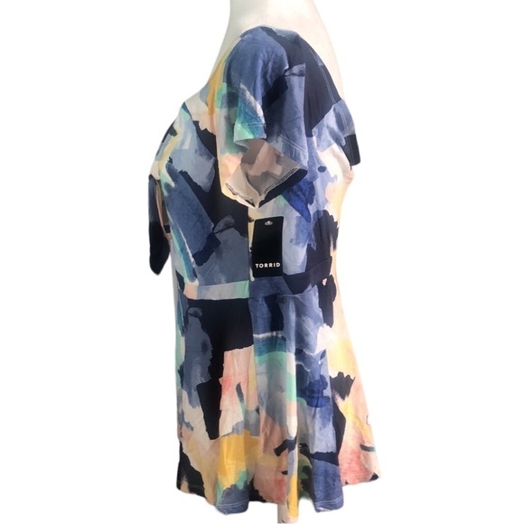 Torrid Babydoll Off Shoulder Super Soft Brushstroke Top Size 2X NWT - Picture 3 of 14